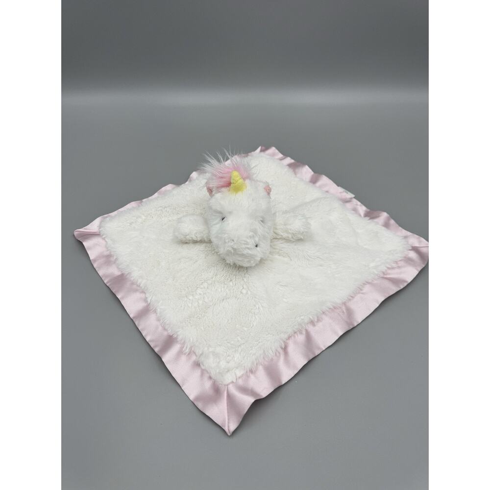 Cloud Island Unicorn Lovey Plush Baby Security Blanket Pink Satin Trim